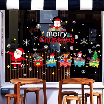 Naklejki na okno szybę Świąteczne Ozdoby mikołaj