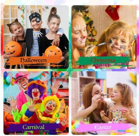 Farby do Malowania Twarzy i Ciała dla Dzieci Bezpieczne 15 Kolorów ZMYWALNE