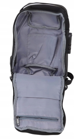 Plecak , torba na jedno ramię z USB i zamkiem szyfrowym