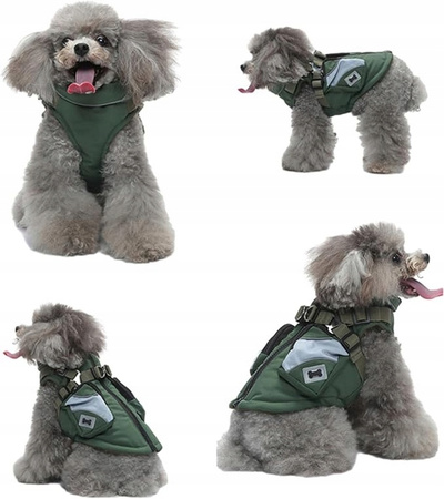 Kurtka dla Psa, Wodoodporna Kamizelka Polarowa, Zielona, Rozmiar XL