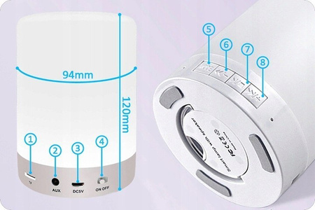 Lampa z głosnikiem ładowana USB, Bluetooth możliwość zawieszenia
