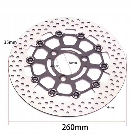 Tarcza hamulcowa do motocykla Yamaha BWS WISP 260 mm wentylowana pływająca