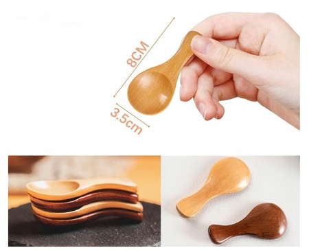 DREWNIANE MINI MIARKI DO KAWY, ŁYŻECZKI DO PRZYPRAW, MIODU, SOSÓW