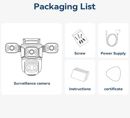 ZEWNĘTRZNA KAMERA WIFI CZTERY OBIEKTYWY 16MP APLIKACJA PO POLSKU ZOOM 10X