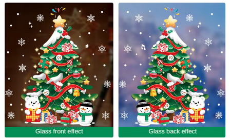 Naklejki Świąteczne na Okno Szybę Święta choinka miś prezenty 1m