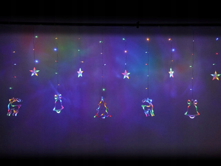 LAMPKI LED KURTYNA RENIFER 2,5M 138 LED MULTIKOLOR 8 TRYBÓW IP44 SIECIOWE