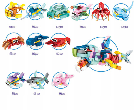 Zestaw 12 klocków zwierząt morskich – Figurki dla dzieci 6+ |