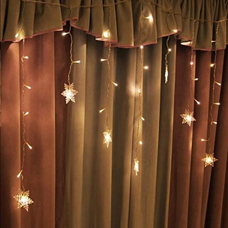 KURTYNA LAMPKI ŚNIEŻYNKI 96 LED BIAŁY ZIMNY GIRLANDA ŚWIETLNA NA OKNO 3,5m
