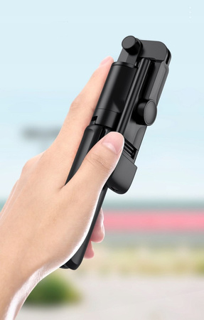 Selfie-stick z pilotem kijek teleskopowy czarny