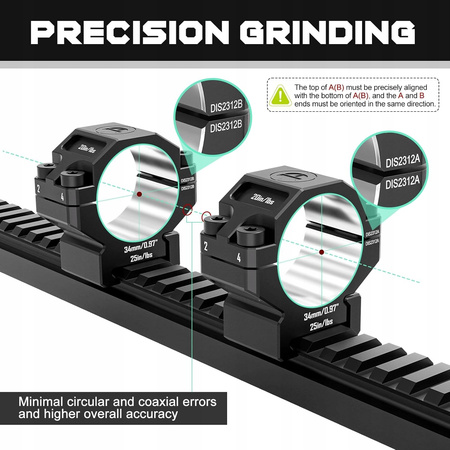 DISCOVERYOPT Montaż Lunety 34mm Picatinny | CNC 7075 ALU | LOW