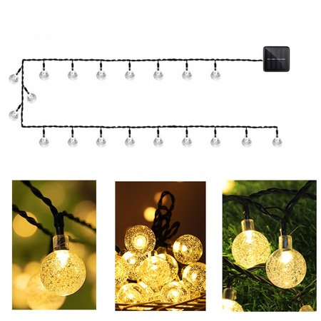 Girlanda Ogrodowa LED 12m Wodoodporna Solarne Oświetlenie Zewnętrzne 8-Tryb