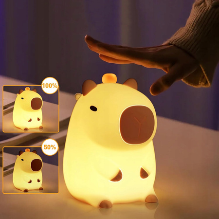 LAMPKA NOCNA KAPIBARA SILIKONOWA LAMPA PRZYŁÓŻKOWA DOTYKOWA PREZENT