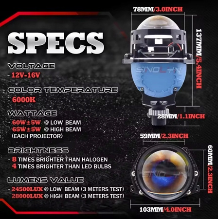 Soczewkowe reflektory LED 3.0” bez osłon