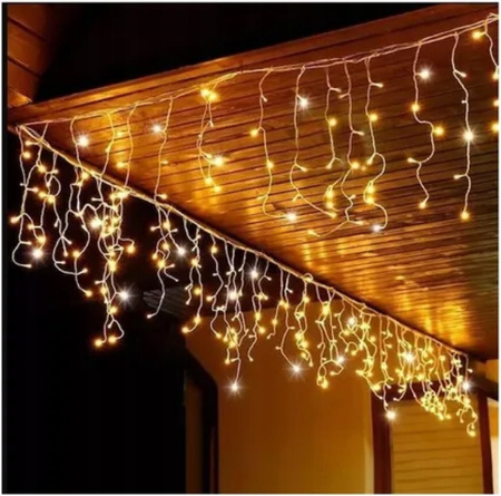 KURTYNA ŚWIETLNA LED SOPLE GIRLANDA LAMPKI CHOINKOWE ŚWIĄTECZNA OZDOBA 5M 100LED BIAŁY CIEPŁY