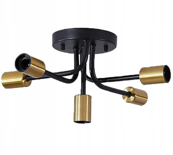 LAMPA SUFITOWA WISZĄCA CZARNO ZŁOTA 5xE27 60W