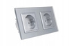 SZKLANE PODWÓJNE GNIAZDKO ELEKTRYCZNE 250V 16A SZARE