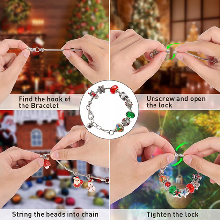  KALENDARZ ADWENTOWY BIŻUTERIA CHARMS DIY DO BRANSOLETEK DLA DZIECI PREZENT