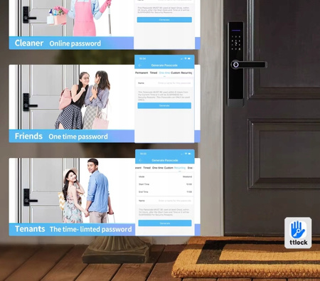 Inteligentny Zamek do Drzwi TTLock Bluetooth, Fingerprint, Karta, PIN