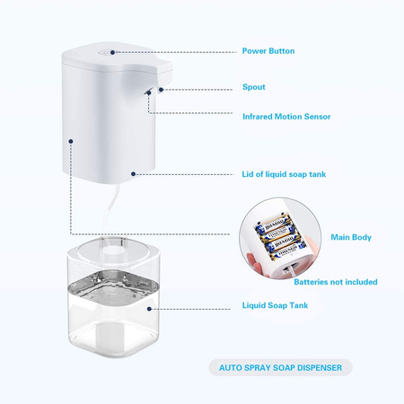 Bezdotykowe dozownik do mydła stojący EOTW 350 ml biały