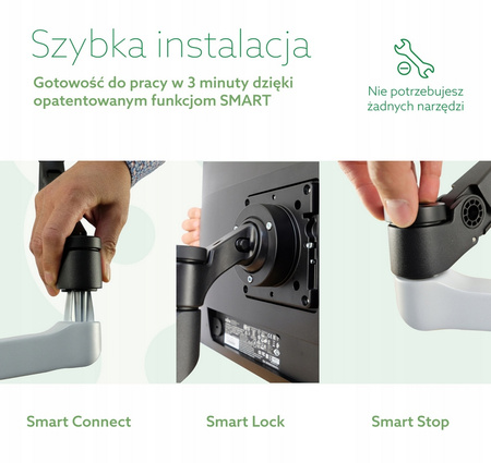 R-Go Caparo 4 D2 Cyrkularny Uchwyt na dwa monitory