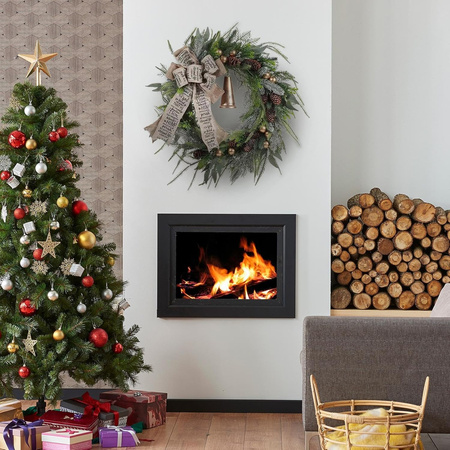 Duży Wieniec bożonarodzeniowy wianek z dzwonkiem kokardą i bombkami