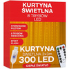 KURTYNA ŚWIETLNA 300LED LAMPKI CHOINKOWE GIRLANDA + PILOT BIAŁY CIEPŁY 3x3m