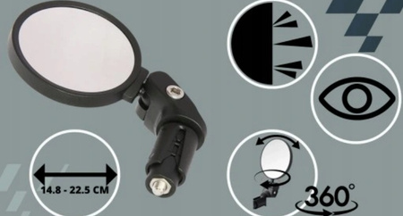 Lusterko rowerowe uniwersalne REGULOWANE LUSTERKO WSTECZNE DO ROWERU czarne