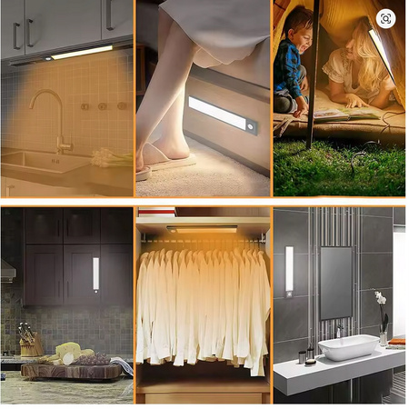 Lampa LED podszafkowa 30 cm ? 3 kolory światła | Czarna obudowa