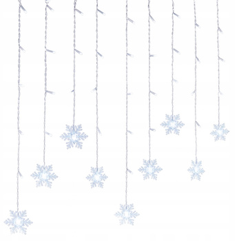 KURTYNA ŚWIETLNA LAMPKI ŚNIEŻYNKI 22 szt LED BIAŁY CIEPŁY GIRLANDA  3,5M