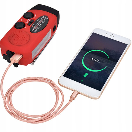 Radio awaryjne z korbką panelem solarnym latarką LED powerbank, powystawowe