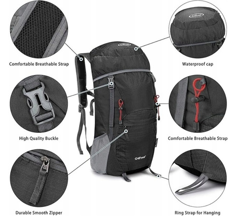 Plecak turystyczny G4Free B08LMPB6LC 20-40 l czarny