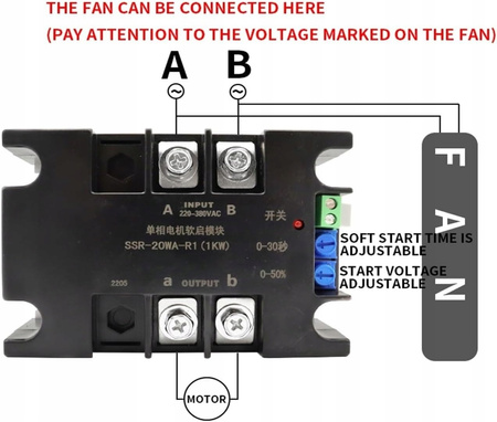 Sterownik łagodnego rozruchu silnika, pompy, wentylatora - 1/2 fazy