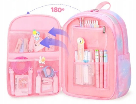 PLECAK SZKOLNY TORNISTER DLA DZIEWCZYNKI RÓŻOWY TĘCZA piórnik gratis