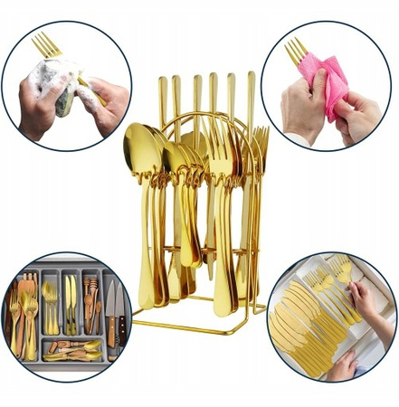 Zestaw komplet sztućców stalowych 24 szt. 6 osób serwis obiadowy sztućce