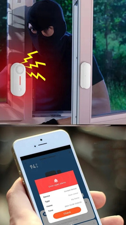 CZUJNIK SENSOR OTWARTYCH DRZWI OKNA TUYA WIFI ALARM