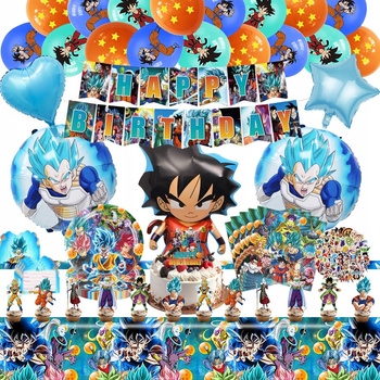 Zestaw Dekoracja Urodziny Dragonball akcesoria na imprezę 10 osób 128 sztuk