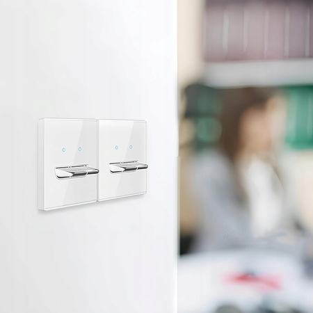 PRZEŁĄCZNIK WŁĄCZNIK ŚWIATŁA SZKLANY BIAŁY POŁYSK 2-KANAŁOWY