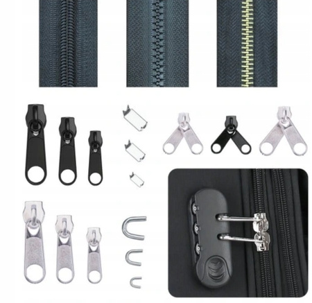 ZESTAW NAPRAWCZY ZAMKI BŁYSKAWICZNE SUWAKI METALOWE DO NAPRAWY ZAMKÓW
