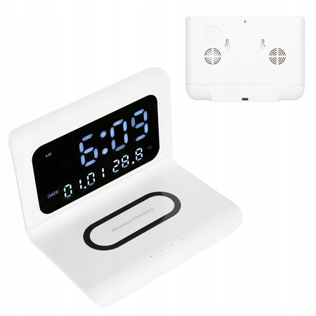 ŁADOWARKA BEZPRZEWODOWA ZEGAR BUDZIK USB