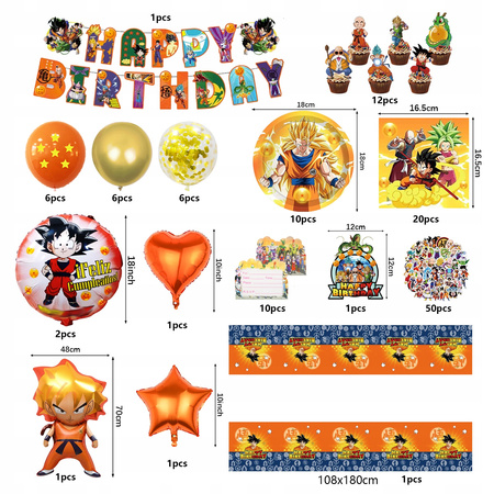 Zestaw Dekoracja Urodziny Smocza kula akcesoria na imprezę 10 osób 128szt