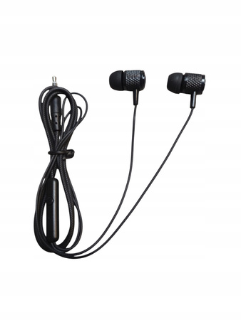 Słuchawki dokanałowe douszne czarne mikrofon druga para GRATIS