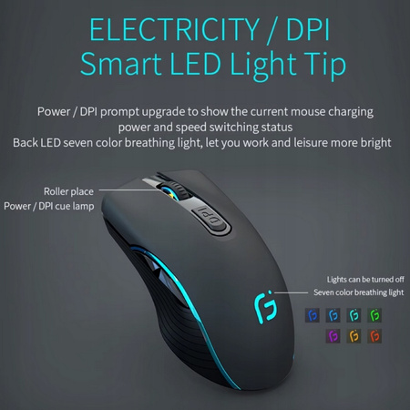 Mysz bezprzewodowa Geyes X9 rgb obsługa technologii Bluetooth 4.0 + 2.4Ghz