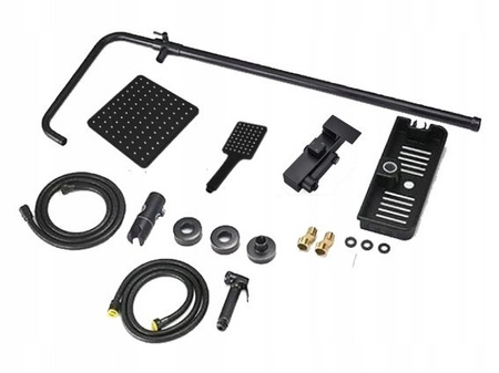 Zestaw Prysznicowy Natynkowy Czarna Bateria Natryskowa Z Deszczownicą