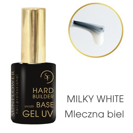 Hard Milky white – Baza Budująca UV/LED Soak Off 15ml, Biała, Profesjonalna