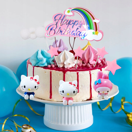 Zestaw TOPPER NA TORT URODZINY Dekoracja kitty Melody,dekoracja tortu