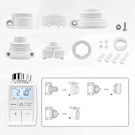 INTELIGENTNY TERMOSTAT DO OGRZEWANIA LCD IP20 zawór regulacja WiFi + HUB