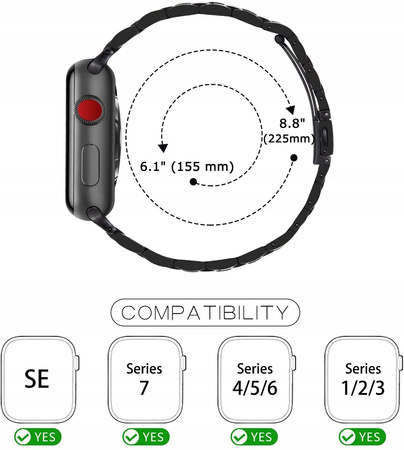 Pasek Tasikar do Apple Watch 3 42mm, Watch 2 42mm, Watch 1 42mm 38mm czarny