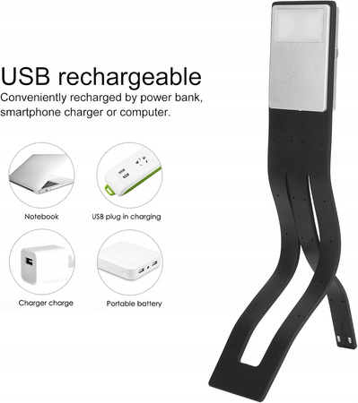 Przenośna, Przyciemniana Lampka Do Czytania LED Z Elastycznym Klipsem