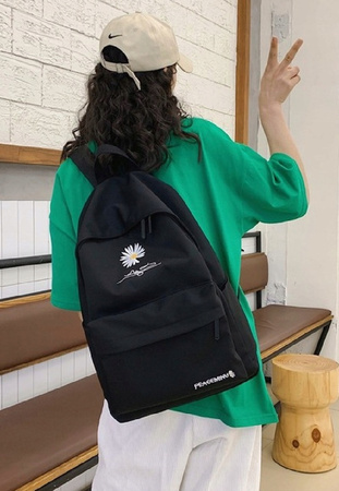 PLECAK SZKOLNY SPORTOWY MŁODZIEŻOWY CZARNY STOKROTKA NA WYCIECZKĘ