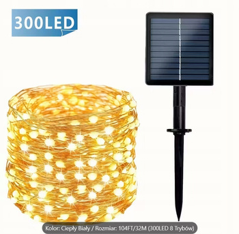 Lampki solarne solar ogrodowe lampa do ogrodu 300 LED druciki zimne ozdobne
